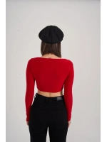Crop Model Uzun Kol Walery Bluz Kırmızı