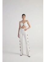 Cutout Jean Pantolon Beyaz