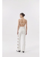 Cutout Jean Pantolon Beyaz
