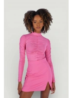 Drape Detaylı Yarım Balıkçı Draped Bluz Pembe