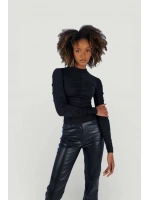Drape Detaylı Yarım Balıkçı Draped Bluz Siyah