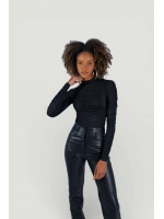 Drape Detaylı Yarım Balıkçı Draped Bluz Siyah