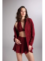 Düğme Kapamalı Comfy Oversize Gömlek Bordo