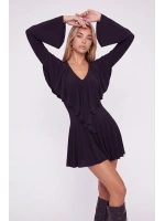 Fırfırlı Mini Yolanthe Elbise Siyah