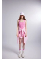 Fitilli Kumaş Şortlu Zoe Tulum Pembe