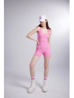 Fitilli Kumaş Şortlu Zoe Tulum Pembe