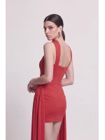 Halter Yaka Aksesuarlı Mini Lilian Elbise Kırmızı