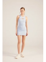 Halter Yakalı Fitilli Mini Carlin Elbise Mavi