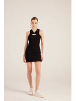 Halter Yakalı Fitilli Mini Carlin Elbise Siyah