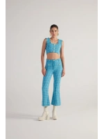 İspanyol Kesim Tüvit Tweed Pantolon Mavi