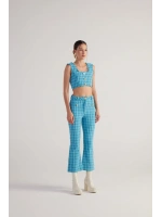 İspanyol Kesim Tüvit Tweed Pantolon Mavi