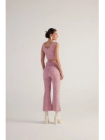 İspanyol Kesim Tüvit Tweed Pantolon Pembe