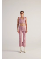 İspanyol Kesim Tüvit Tweed Pantolon Pembe