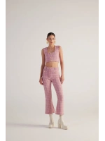 İspanyol Kesim Tüvit Tweed Pantolon Pembe