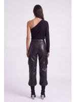 Kargo Cepli Vegan Hera Deri Pantolon Siyah