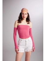 Kolları Ayrı Straplez Smooth Bluz Pembe