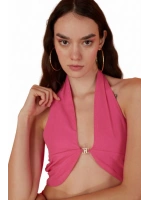 Koton Kumaş H Aksesuarlı Rise Bluz Pembe