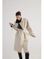 Maxi Boy Kemerli Cloak Trençkot Bej