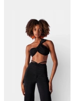 Omuz Detaylı Beatrice Crop Siyah