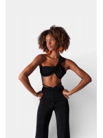 Omuz Detaylı Beatrice Crop Siyah