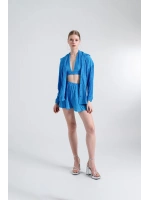 Oversize Düğme Kapamalı Comfy Oversize Gömlek Mavi