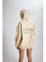 Oversize Kapüşonlu Unisex Eye Sweat Bej