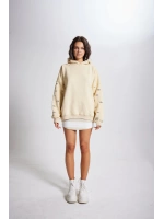 Oversize Kapüşonlu Unisex Eye Sweat Bej