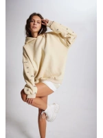 Oversize Kapüşonlu Unisex Eye Sweat Bej
