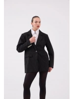 Oversize Kesim Çizgili Strip Blazer Ceket Siyah