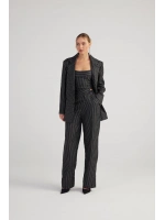 Oversize Kesim Simli Çizgili Eden Blazer Ceket Siyah
