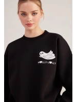 Oversize Kesin Unisex Ghosting Sweatshirt Siyah