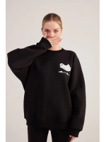 Oversize Kesin Unisex Ghosting Sweatshirt Siyah
