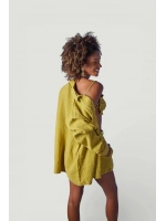 Oversize Model Düğme Kapamalı Playa Gömlek Yeşil