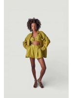 Oversize Model Düğme Kapamalı Playa Gömlek Yeşil
