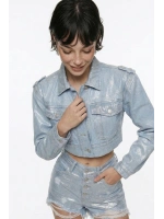Özel Yapım Parlak Kaplamalı Glossy Jean Şort Mavi