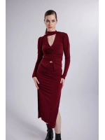 Şal Yaka Detaylı Serre Bluz Bordo