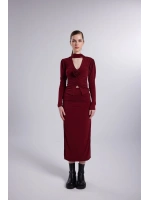 Şal Yaka Detaylı Serre Bluz Bordo