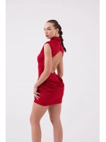 Sırtı Açık Simli Mini Judy Elbise Kırmızı