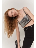 Straplez Askılı Glammy Crop Gümüş