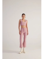 Tüvit Kumaş Crop Tweed Büstiyer Pembe