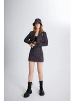 Tüvit Kumaş Mini Tweed Etek Siyah