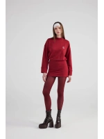 Yırtmaçlı Dokuma Kumaş Mini Claire Elbise Bordo