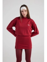Yırtmaçlı Dokuma Kumaş Mini Claire Elbise Bordo