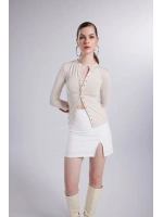 Yırtmaçlı Mini Panky Etek Beyaz