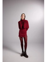 Yırtmaçlı Mini Panky Etek Bordo