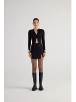 Yırtmaçlı Mini Panky Etek Siyah