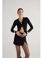 Yırtmaçlı Mini Panky Etek Siyah