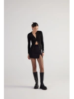 Yırtmaçlı Mini Panky Etek Siyah