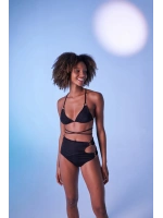 Yüksek Bel Aksesuar Detaylı Delphi Bikini Altı Siyah