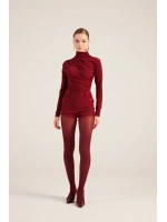 Yüksek Bel Fermuarlı Mini Bailey Şort Bordo